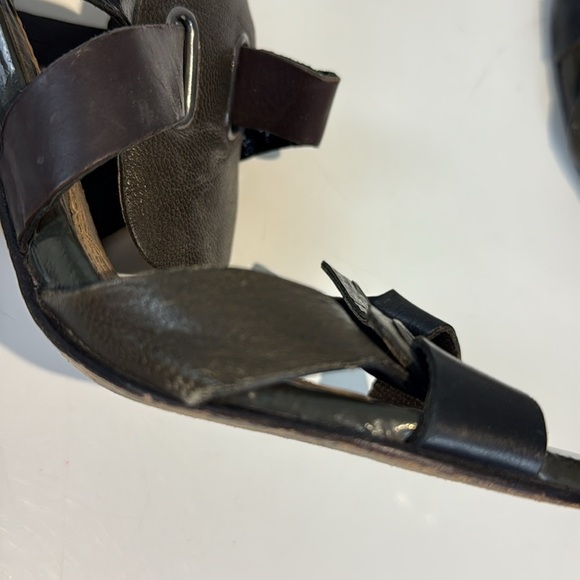 L.A.M.B. Brown/Grey Strappy Heels - Picture 10 of 11